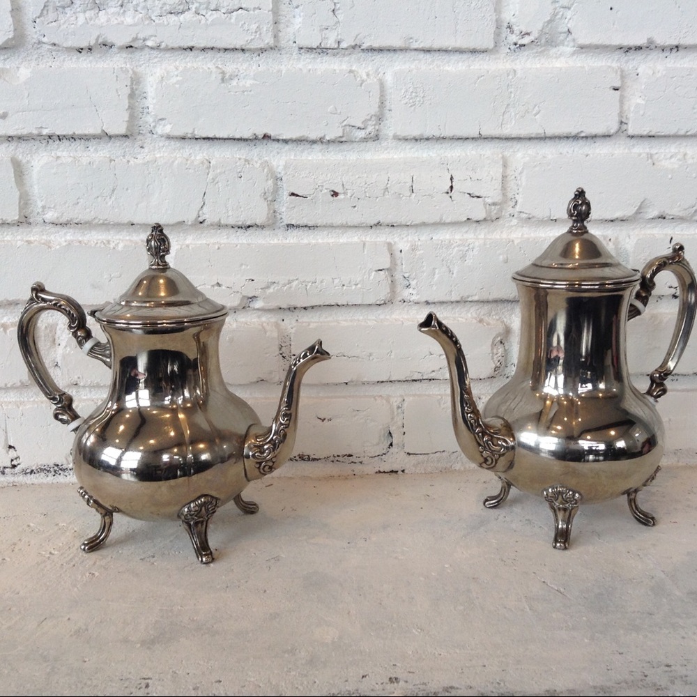 Set of Sterling Silver Plated Tea Kettles